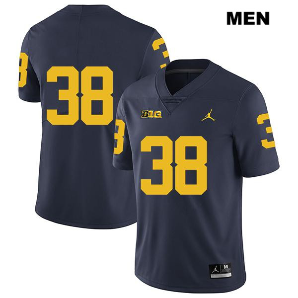 Men's NCAA Michigan Wolverines Geoffrey Reeves #38 No Name Navy Jordan Brand Authentic Stitched Legend Football College Jersey SA25L87HN